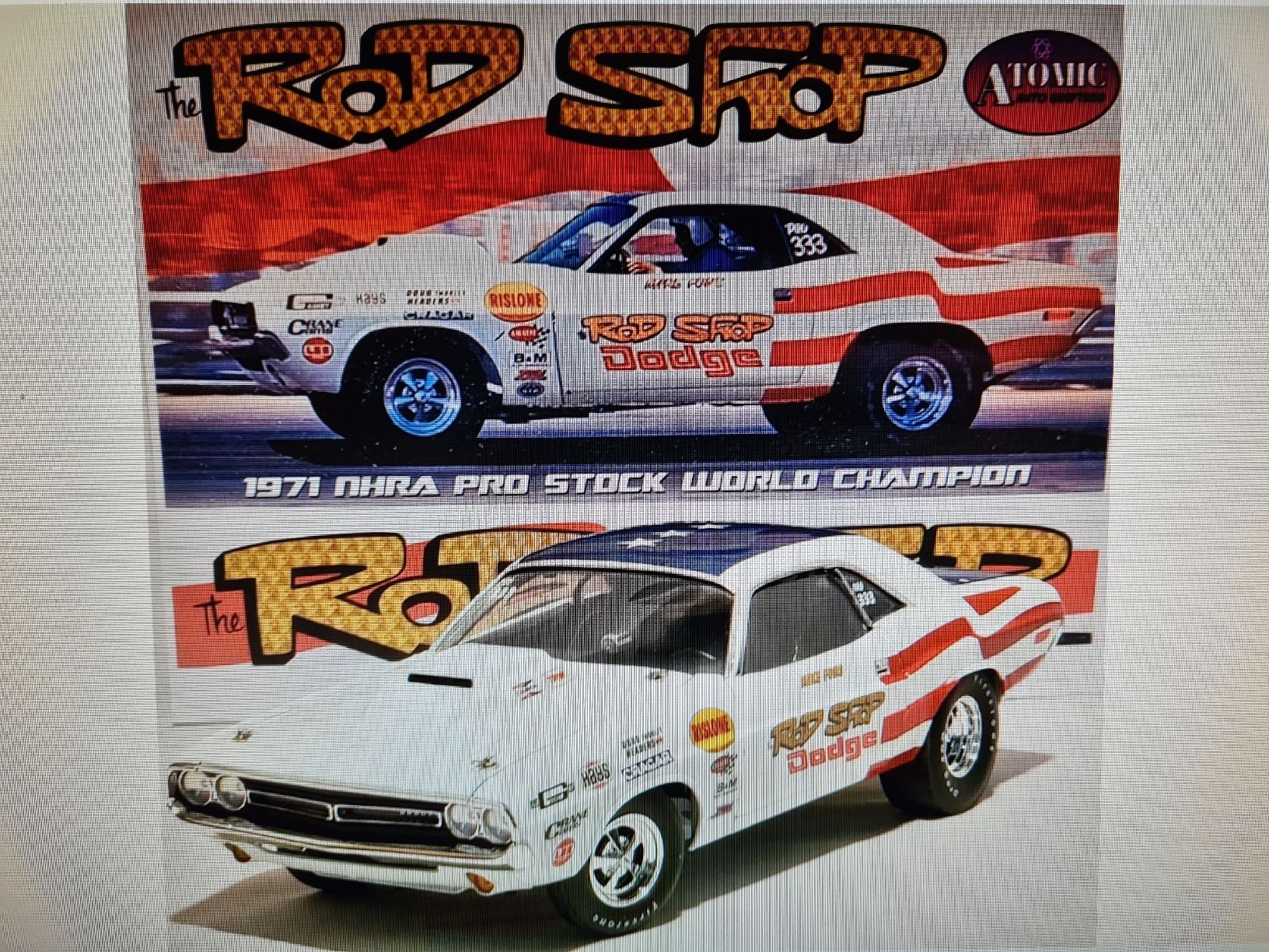 Dodge Modellini d'auto: Dodge Challenger "Rod-Shop" 1971 1:18 Atomic – Nuovo e nell'imballaggio originale da Niederwil SG venduto da Kaicorner03 1