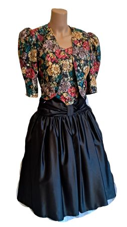 Vintagekleid 2 tlg. bunt schwarz Gr. M/L Festkleid Partyklei