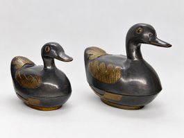2x Vintage Deckeldose Ente Schwerer Guss (Handarbeit)