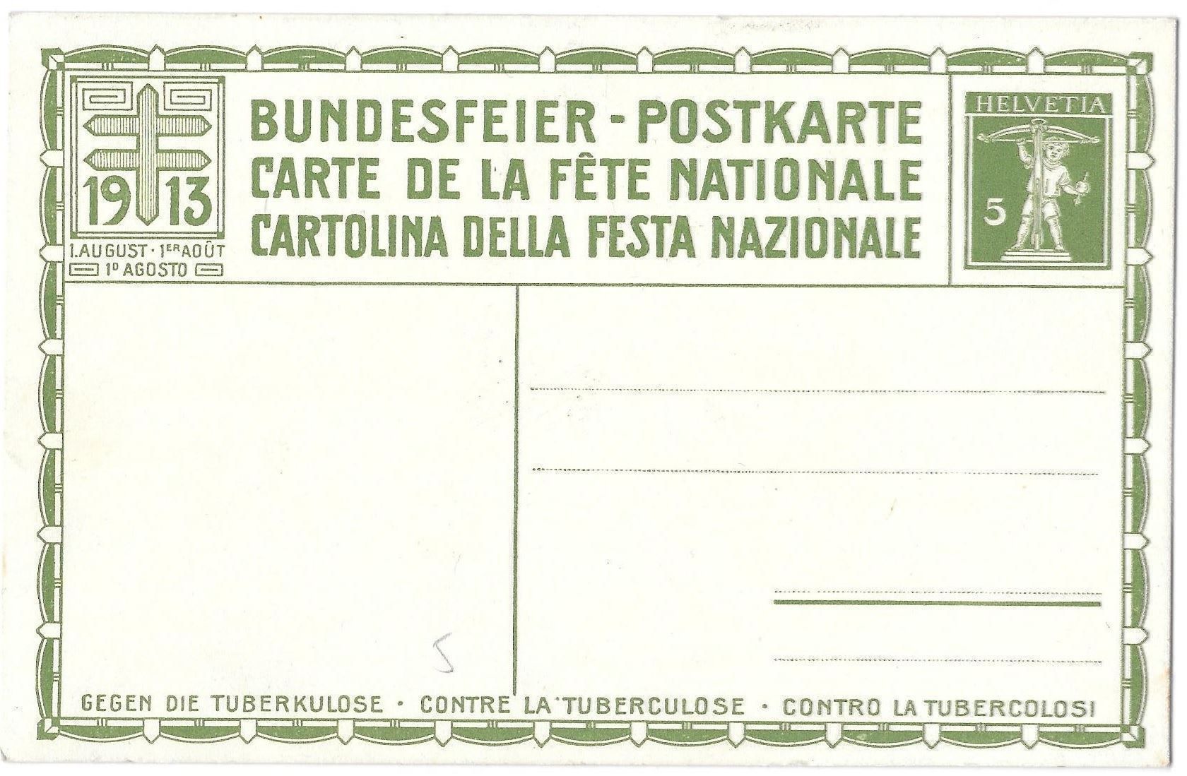 Tutti i francobolli: Bundesfeier-Postkarte Nr. 5 ** 1913 – Nuovo (secondo la descrizione) da Olten venduto da clotaldi 1