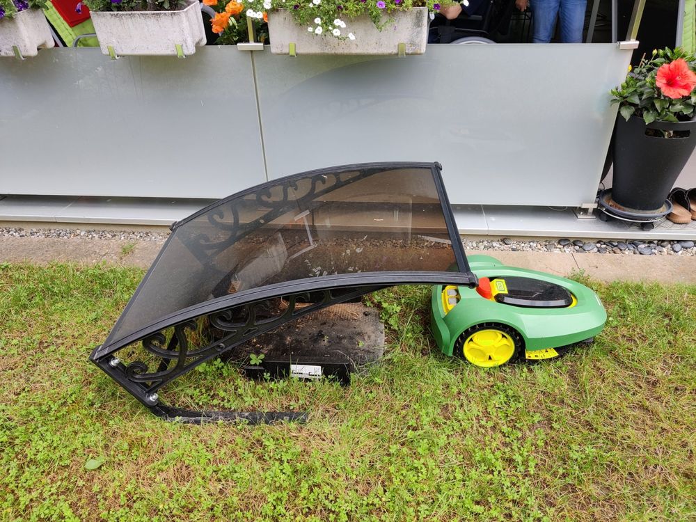 Garage Für Rasenmäher-Roboter Aus Verzinktem Stahl - 60x70x36 Cm, Mit Dekorativem Tablett, Witterungsbeständig, Anthrazit