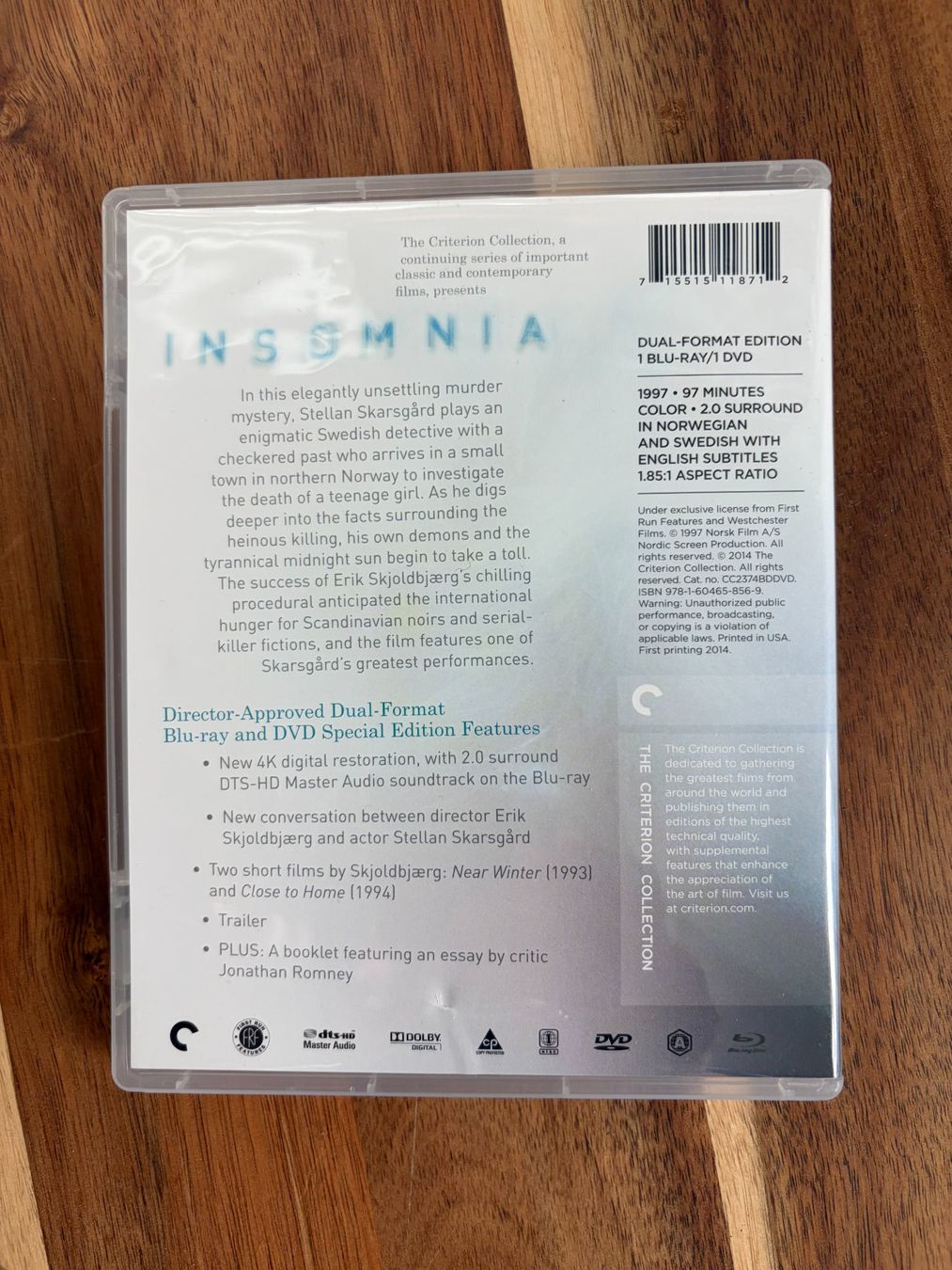 Tutti i DVDs: BLU RAY INSOMNIA CRITERION ZONE 1 – Usato da Geneve venduto da tigre69 1