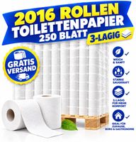 Toilettenpapier 3-lagig Zellstoff 2016 Rollen Gratis Versand