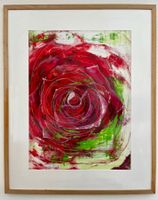 Original Rose Kunstmalerei 2006 gerahmt, 125x101cm