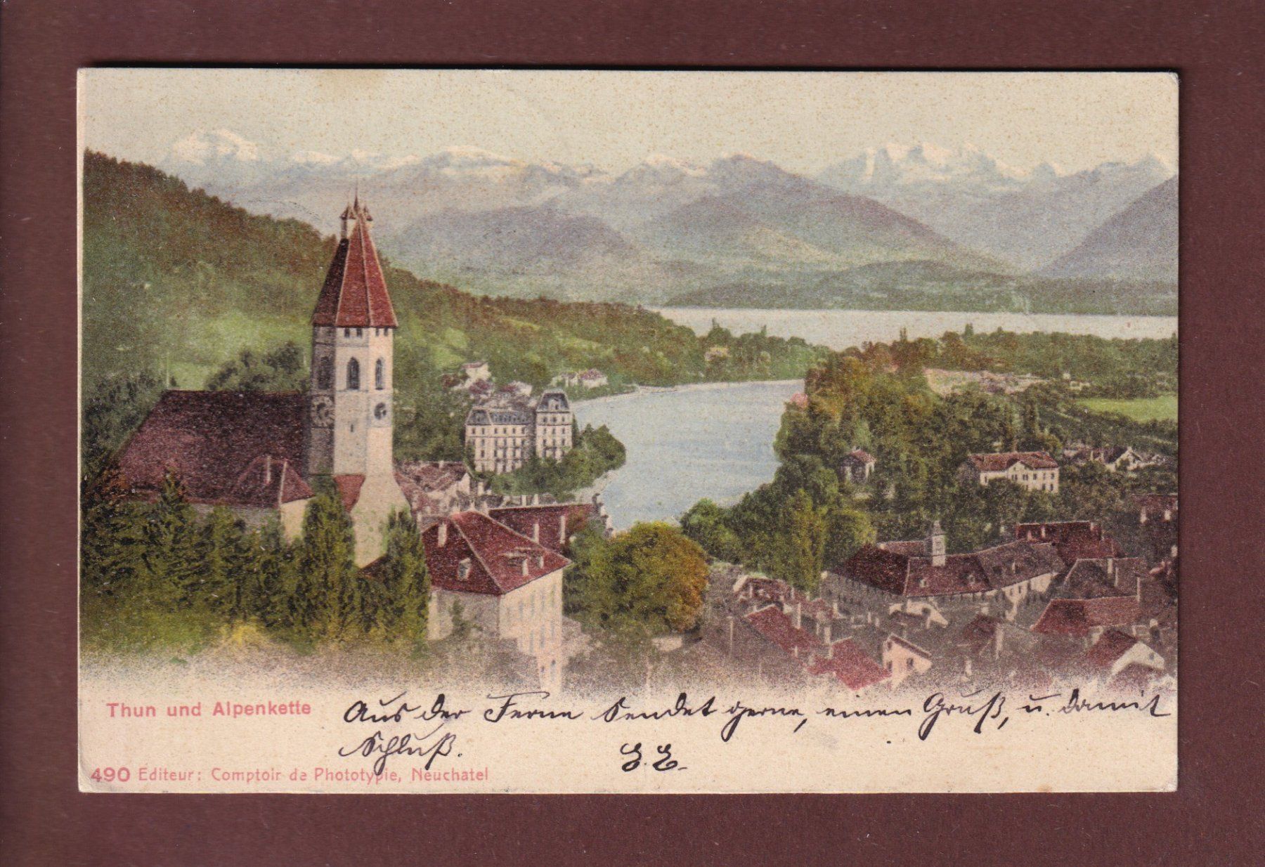 Cartoline postali: THUN - Teilansicht - 1903 CPN – Usato da Pully venduto da nicecards