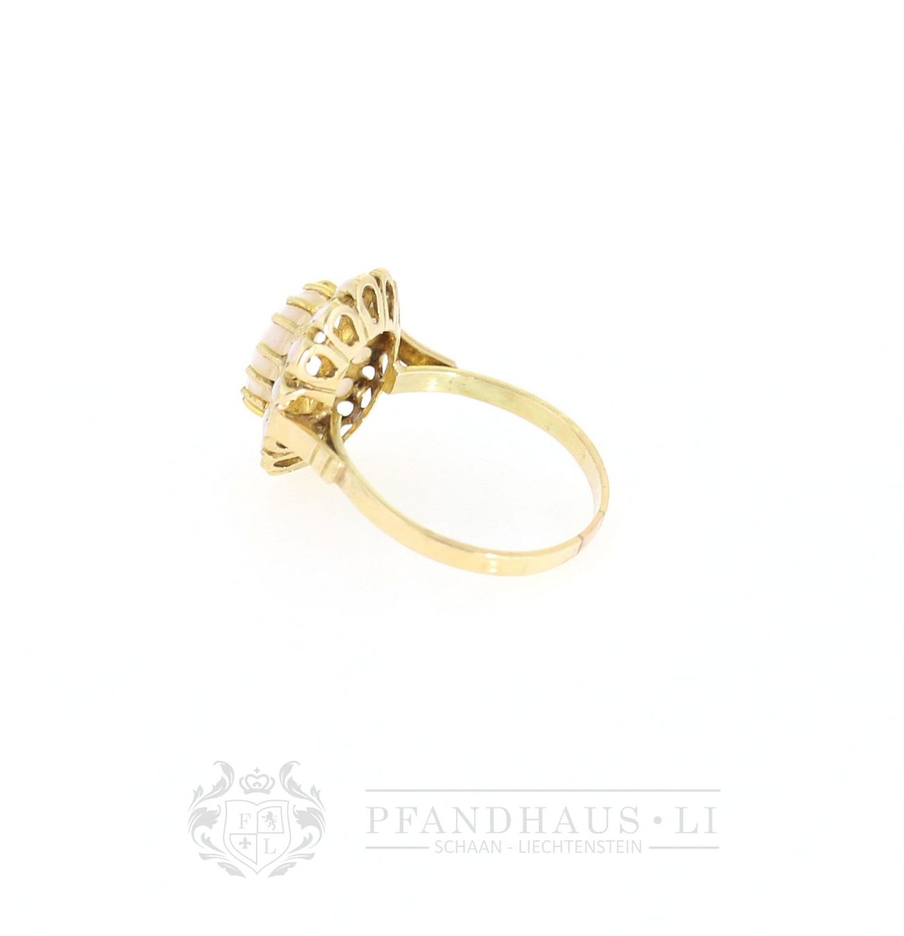 Anelli: LIEBENSWERTER RING AUS 14K GOLD MIT MILCHOPALEN – Usato da Schaan venduto da Pfandhaus-LI 4