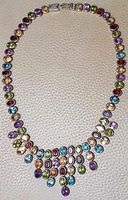 Multi Edelstein Halskette / 925 Sterling Silber
