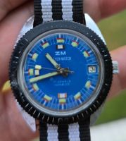 ZM Meyer-Watch Vintage Diver Style blaues Zifferblatt-läuft