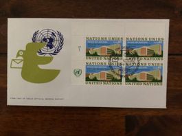 FDC 5-1-72 Nations Unies 0,40, 4er Block
