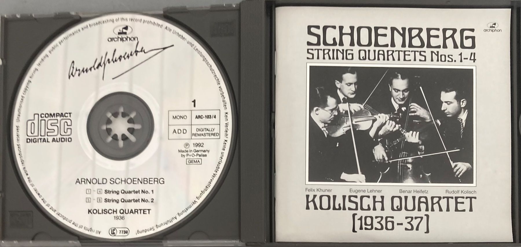 CDs: SCHOENBERG..... KOLISCH QUARTET (1936-37) – Gebraucht aus Poliez-Pittet von Newtown-Records 2