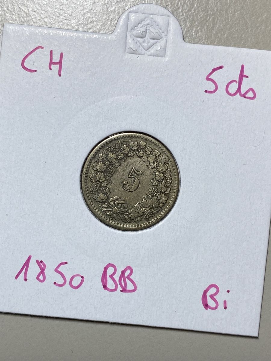 Tutti le monete: Suisse - 5 centimes - 1850 BB  – Usato da Payerne venduto da Mike1682