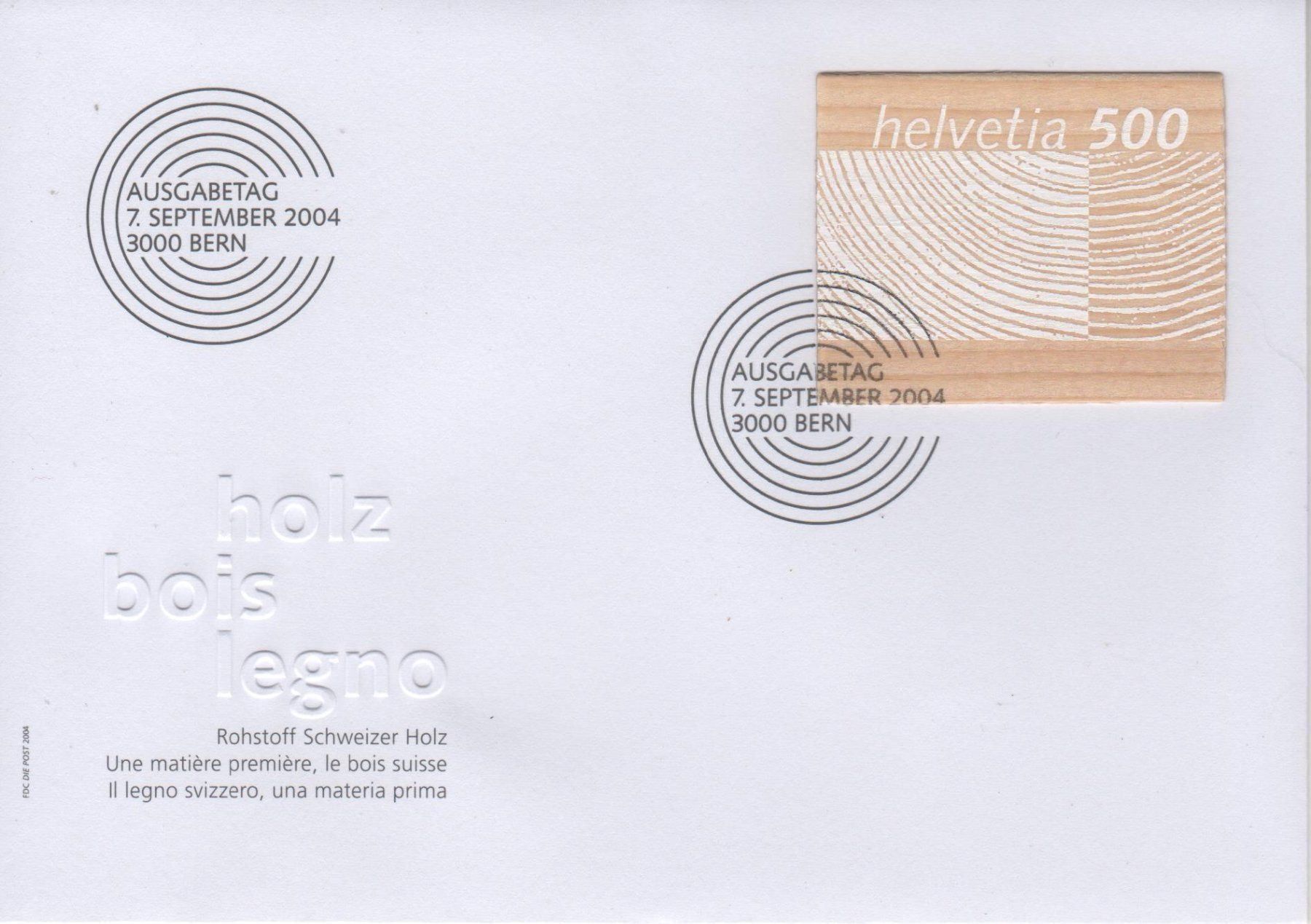 Alle Briefmarken: Schweizer Holz 2004 SBK Nr. 1133 FDC – Gebraucht aus Remetschwil von Hofiii