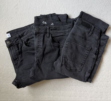 3 Paar Jeans-Hosen von C&A, Gr. 164, skinny, schwarz.