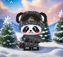 Camouflage-Panda: Puzzle-Baustein-Ornament-Heimdekor-42x30cm
