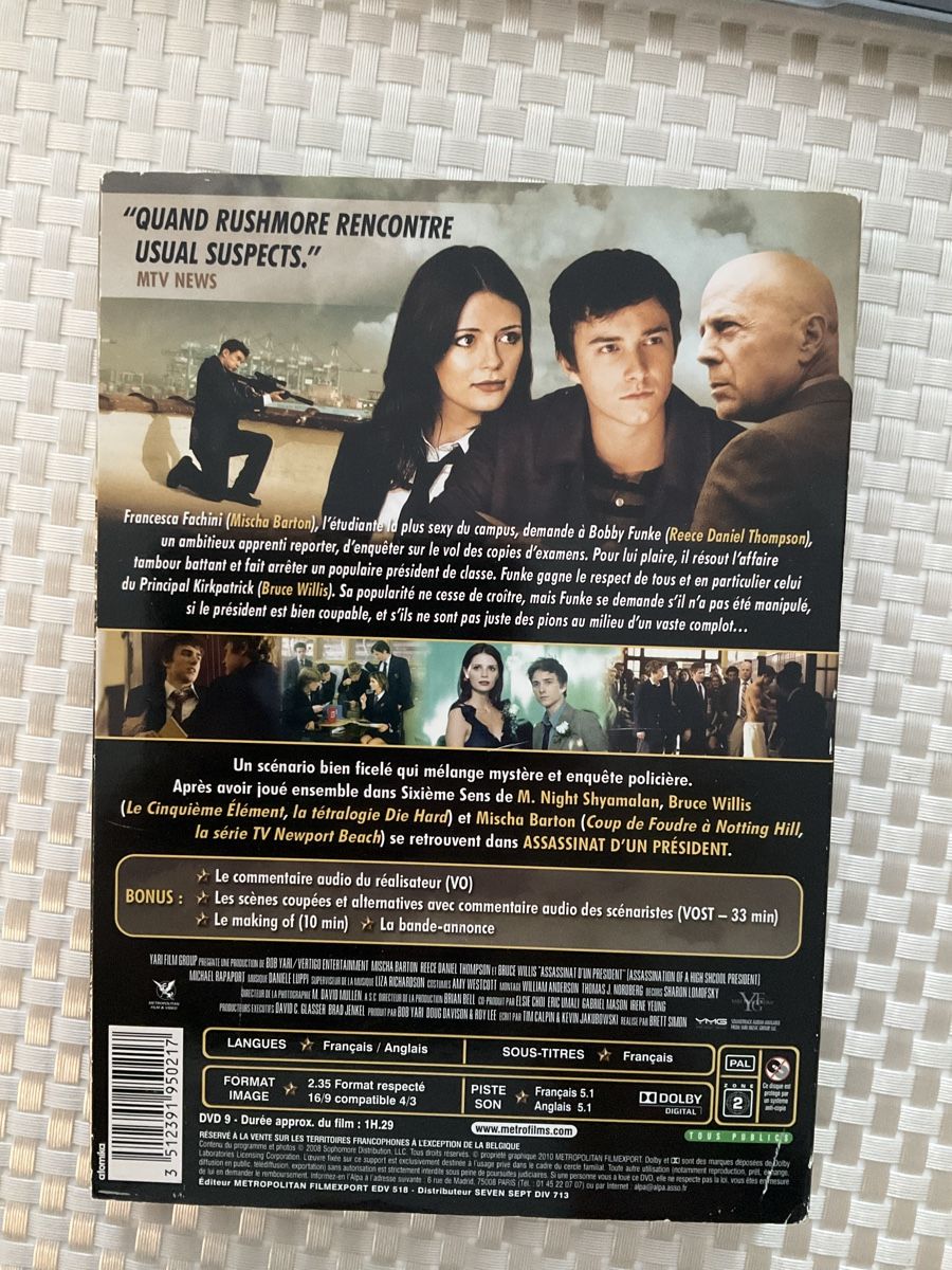 Tutti i DVDs: Assassinat d'un président DVD avec Mischa Barton, Bruce Will – Usato da Veyrier venduto da Deniro2 1
