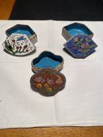 Belles boîtes chinoises cloisonnées vintage (3 pièces)