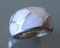 Perlmutt Silber 925 Fingerring Gr. 51