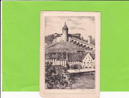 Schaffhausen-Munot-Original Radierung, Verlag Max Künzli