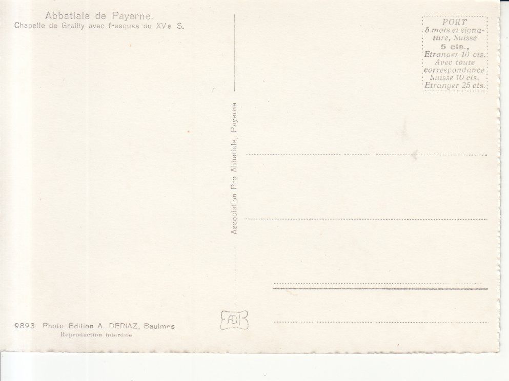 Cartoline postali: Payerne Abbatiale ca. 1950 – Usato da Bürglen TG venduto da StampGraf 1