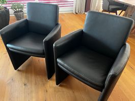 2 Ledersessel dunkelbraun, der Marke W. Schillig