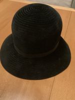 Vintage Samt Hut Hubmann Zürich schwarz m. Schleife gut