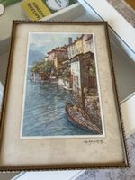 Altes Bild mit Goldrahmen, signiert Gandria, Vintage!