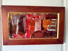 Gemälde mit Holzrahmen, Hinter Glas Malerei, Herbstfarben