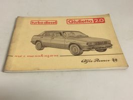 ALFA ROMEO GIULIETTA 2.0 td LIBRETTO USO MANUTENZIONE 02/83