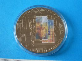 versilberte Medaille PP 50 mm, 10 Frankennote 1997