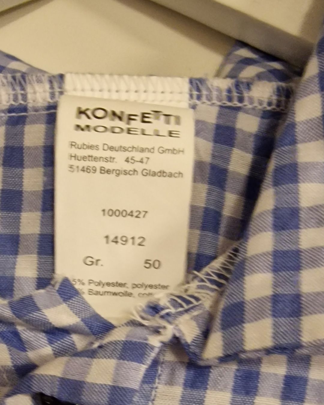 Costumi: Trachtenhemd blau Herren Grösse 50 – Nuovo e nell'imballaggio originale da Oberuzwil venduto da aseinkaufswelt 2