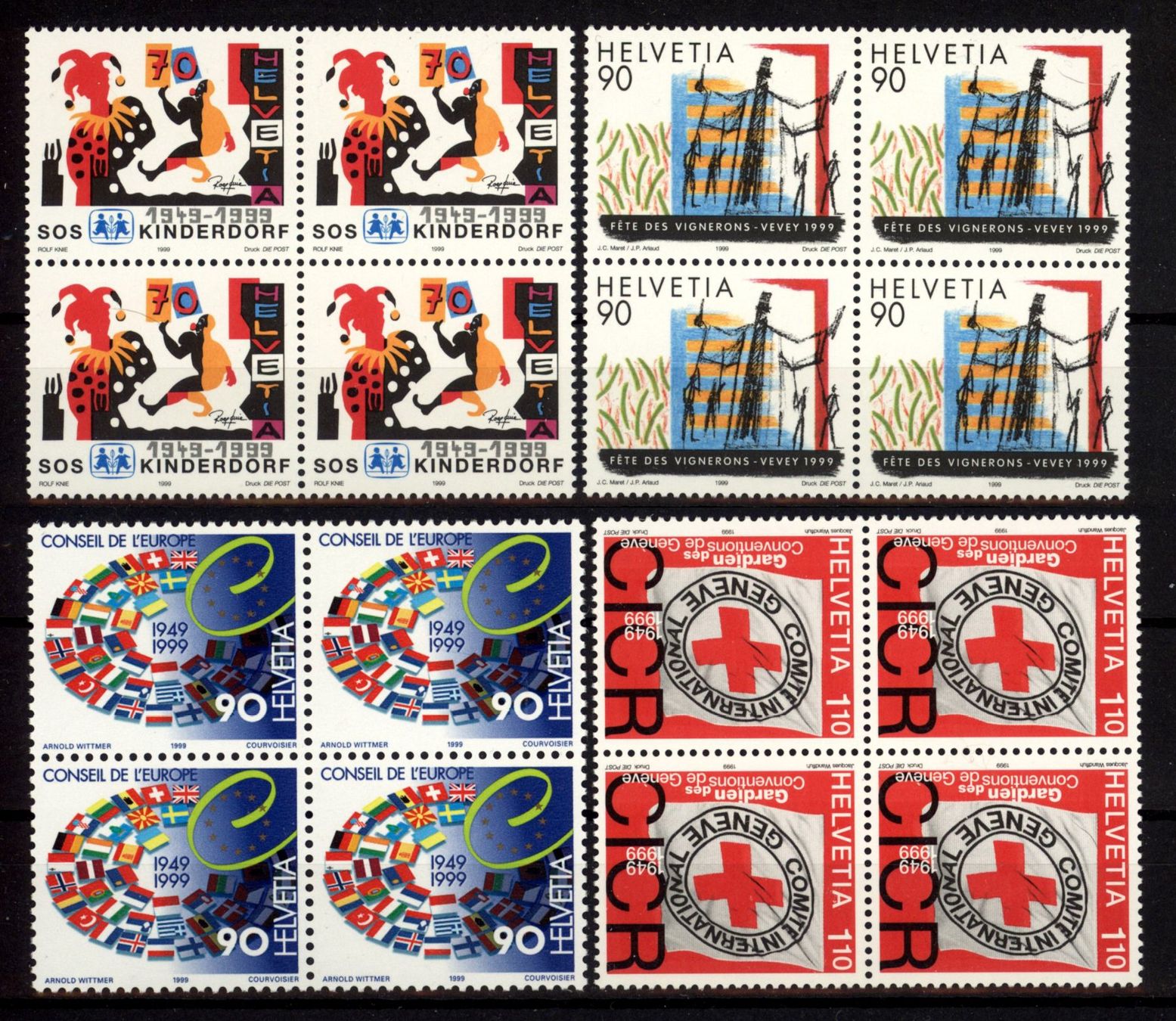 Tutti i francobolli: 1999, Sondermarken, Viererblöcke ** – Usato da Willisau venduto da Vollstempel