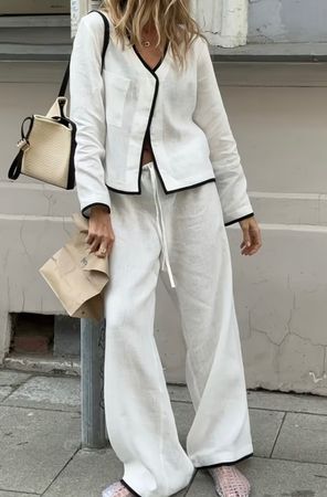 Glamour Set di lino 30%-cotone70%-tgL-nuovo-vacanze👍
