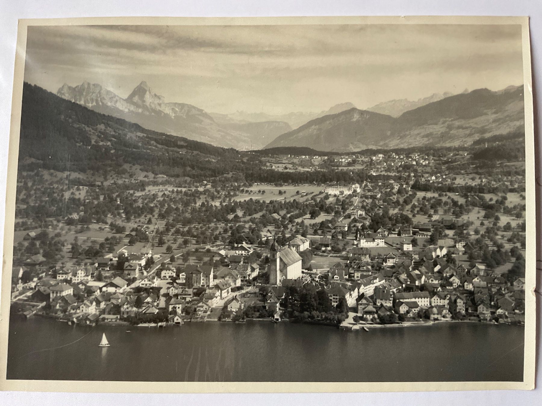 Cartoline postali: Luftaufnahme Arth am See, 1948 – Usato da Tecknau venduto da bleilaus