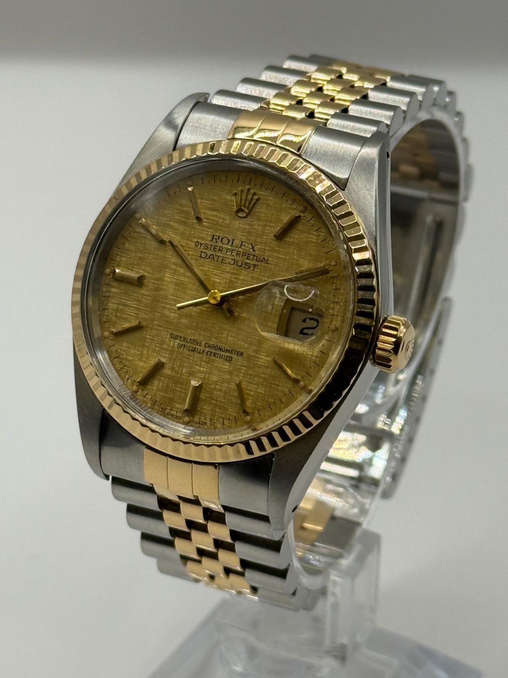 Rolex Orologi: Rolex Datejust 36 linen dial – Usato da Bottens venduto da Evergold.ch 1