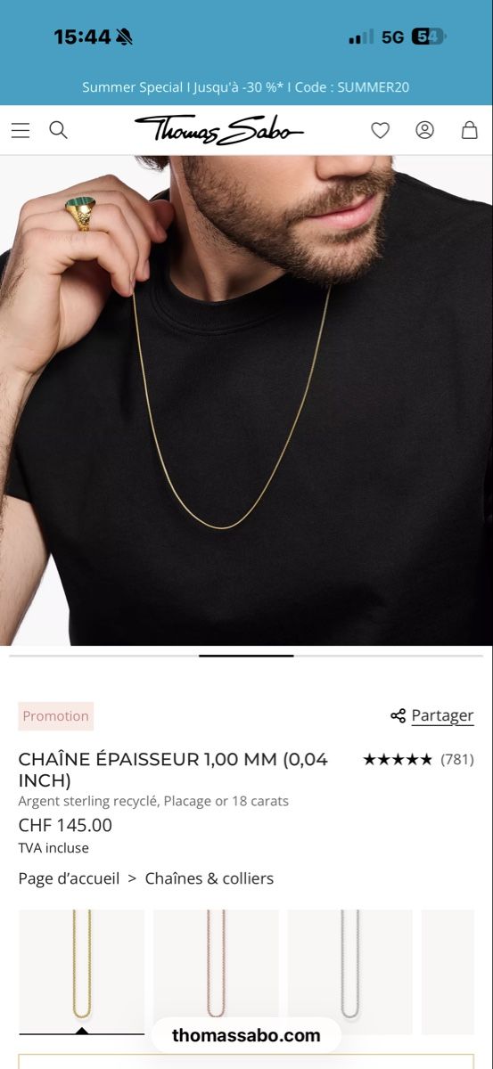 Thomas Sabo Ketten: Collier croix plaqué or – Gebraucht aus Pomy von Asw.luxury 4
