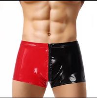 Sexy boxer Schwarz-rot glänzendes Kunstleder TG *S
