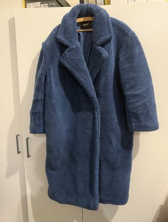 Only Teddyfell Mantel, Gr. L, blau – Kuschelig warm!