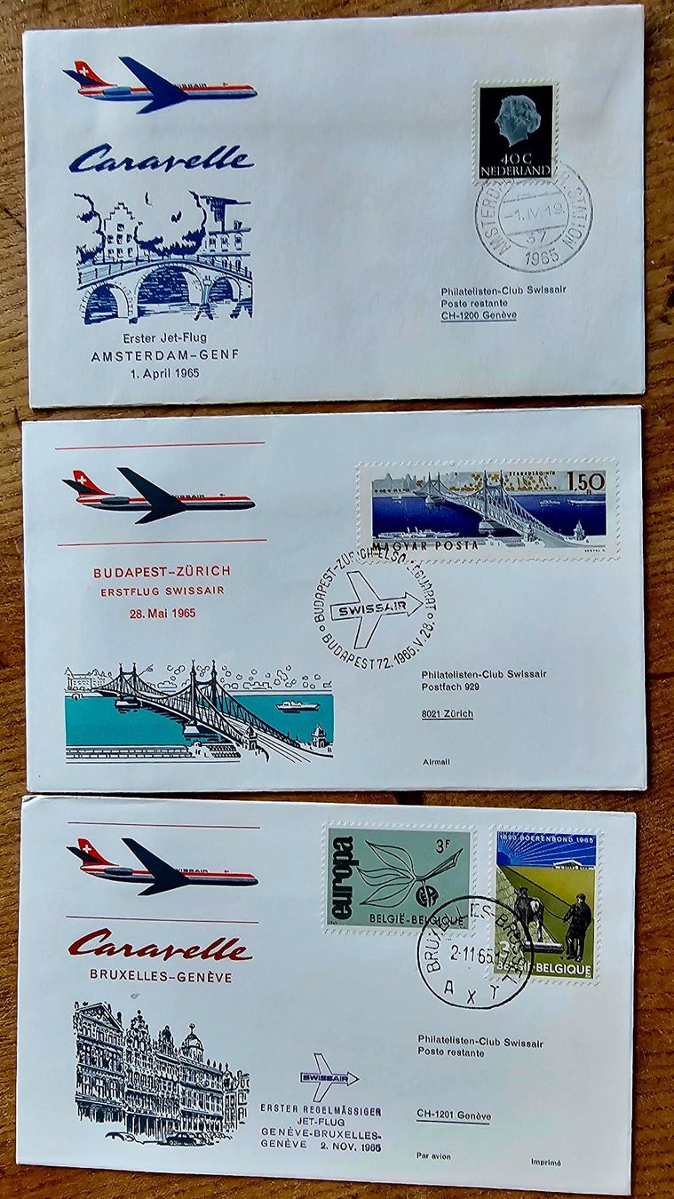 Alle Briefmarken: SWISSAIR  3 Erstflug Briefe – Gebraucht aus Les Valettes von Nuba1