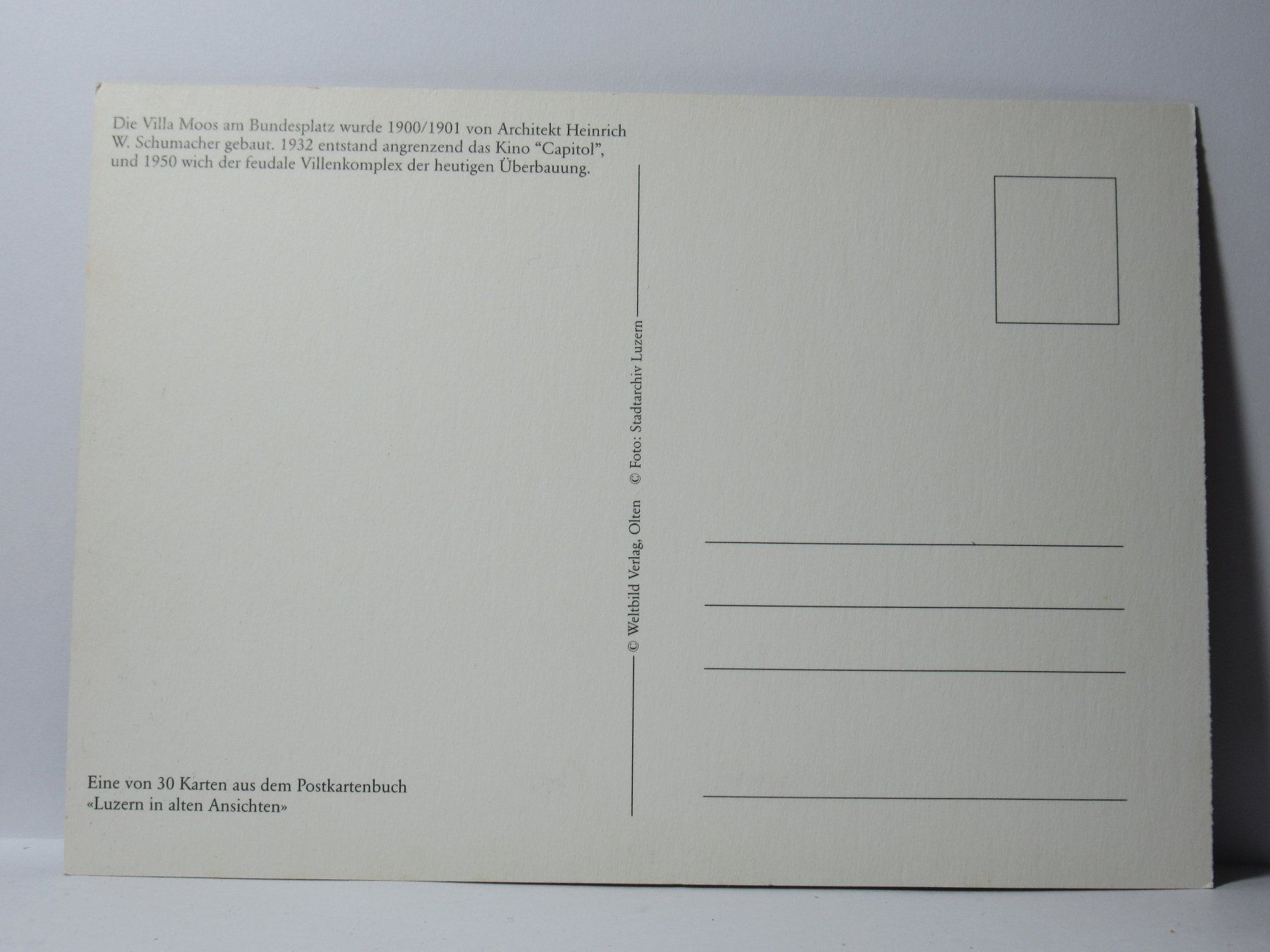 Ansichtskarten: Luzern , Villa Moos am Bundesplatz – Neu (gemäss Beschreibung) aus Grenchen von Bluemchen1900 1