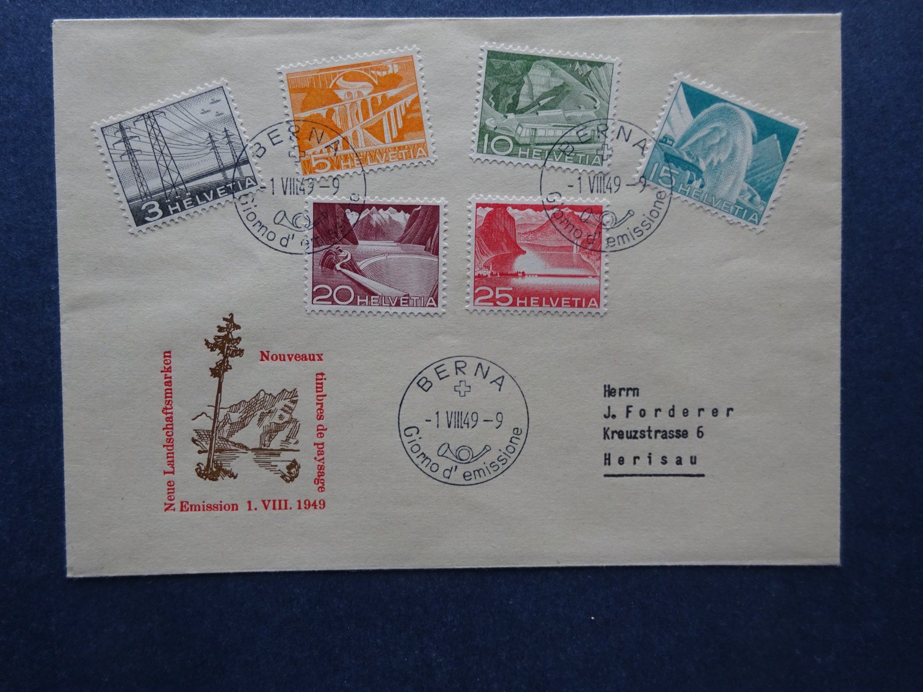 Tutti i francobolli: 1949 Technik und Landschaft FDC BERNA Illustration – Usato da Appenzell-Steinegg venduto da adi1975 5