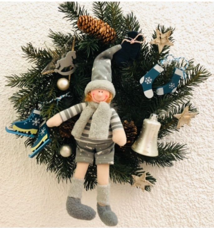 Weihnachtskranz Mit LED Licht - Wichtel Türkranz 37cm Für Innen Und Außen