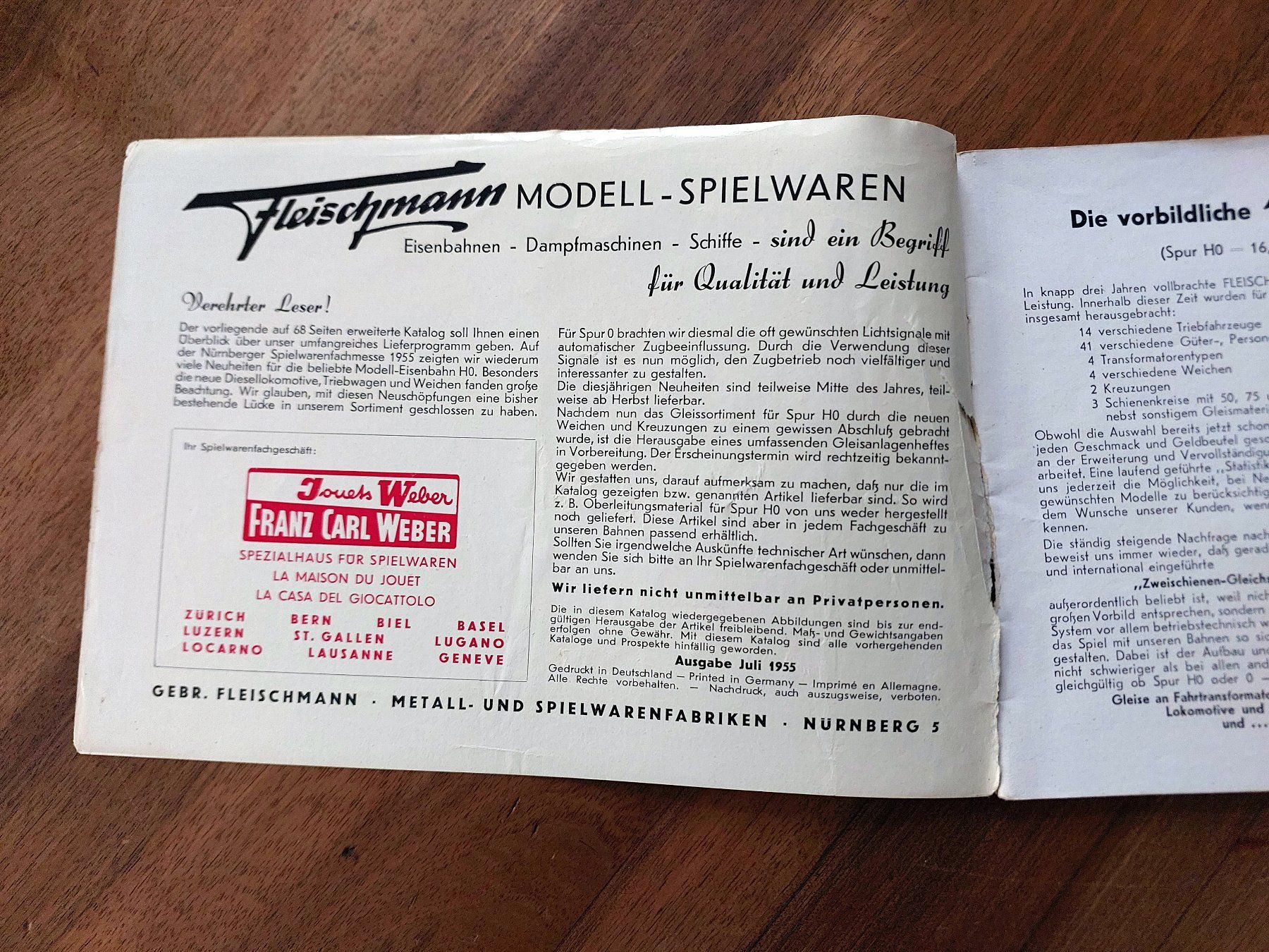 Riviste & Magazine: Fleischmann - Katalog 1955 - Spur H0 – Usato da Schönenwerd venduto da Steidi 1