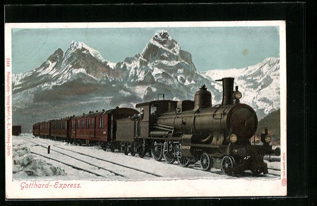 Cartoline postali: AK Gotthard-Express, schweizer Eisenbahn – Usato da Berlin venduto da bartko-reher