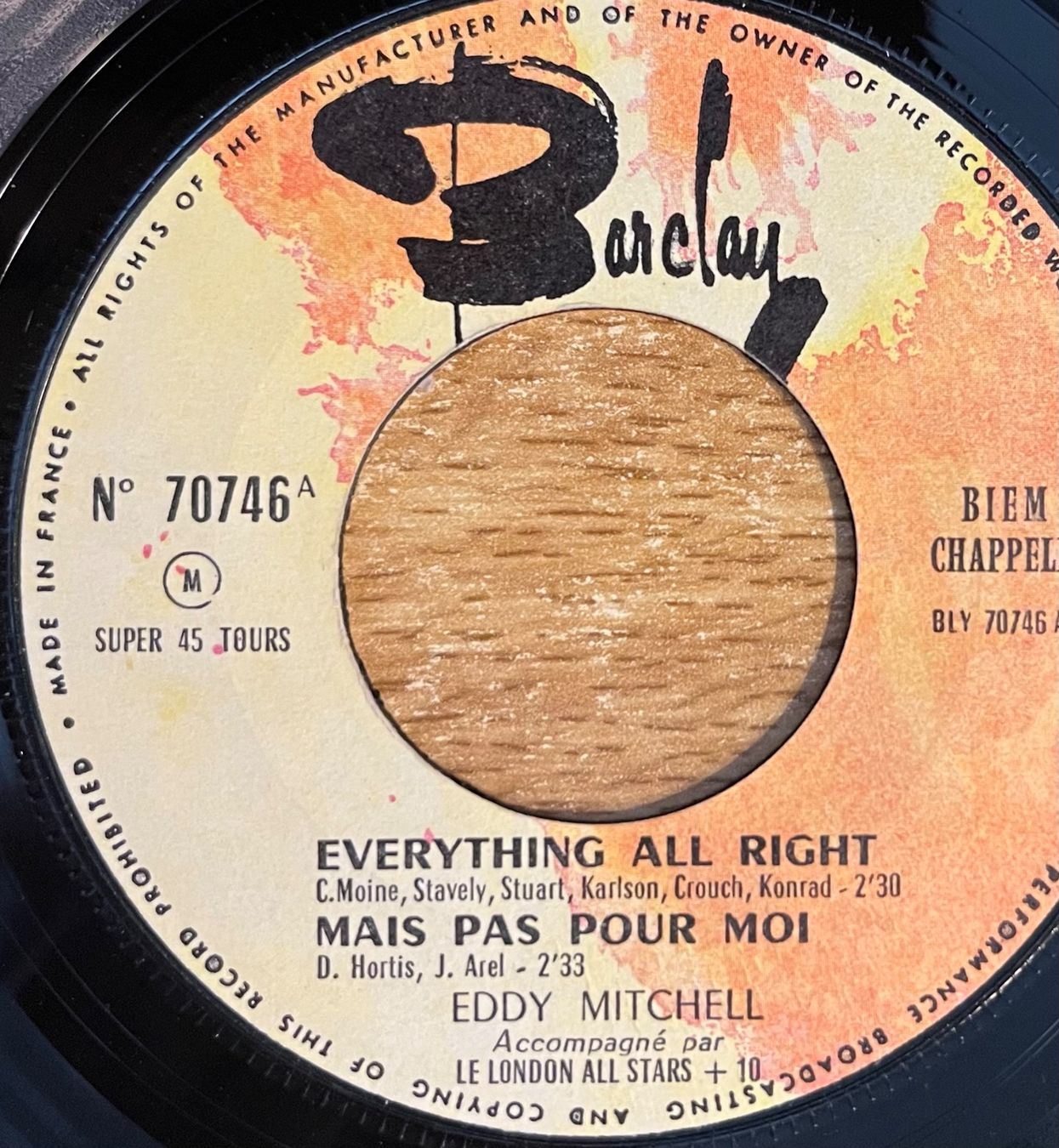 Dischi in vinile: EDDY MITCHELL - EVERYTHING ALL RIGHT – Usato da Bussigny venduto da vinyl-pas-cher 2