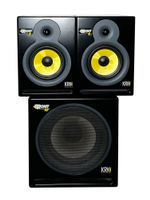 2 KRK Rokit 6 Aktiv-Studiomonitore mit 1 KRK Rokit 10 Subw