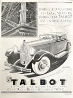 Talbot Cars Art Deco - Alte Werbung / Ancienne publicité1931
