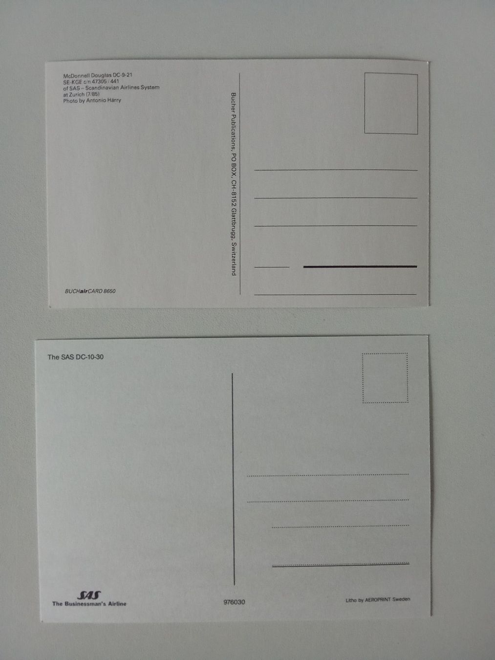 Cartes postales: Aviatik 2 Ansichtskarten CD9/DC10 SAS Scandinavian Airlines – Neuf (Voir description) à Bilten par Bora3 1