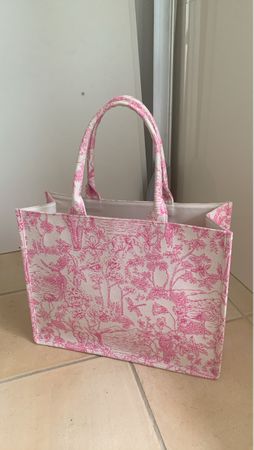 Handtasche pink weiss Motiv Stoff grosse Tasche