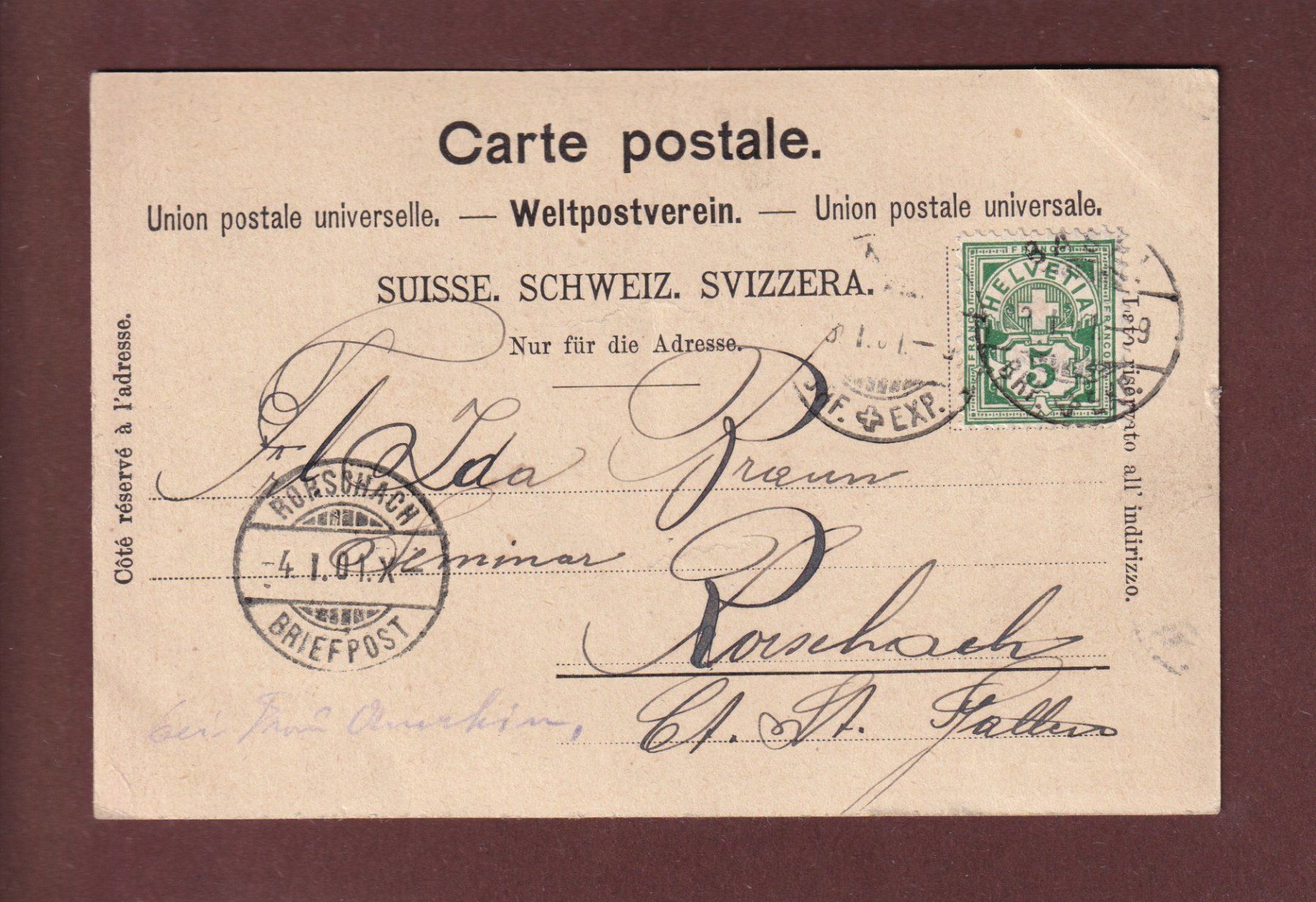 Cartoline postali: Gruss aus BASEL - Tram - 1901 – Usato da Pully venduto da nicecards 1