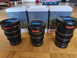 Veydra Mini Prime Cinelenses-Set 19mm, 35mm, 85mm